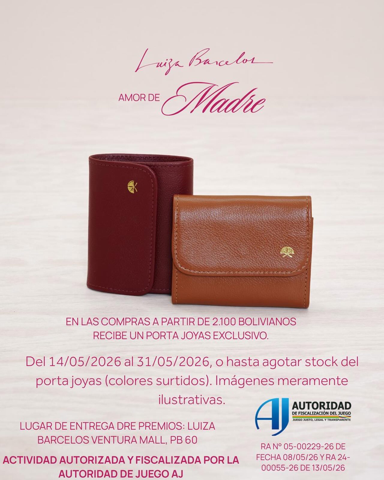 Porta joyas en cuero cherry y camel · Promoción Día de la Madre